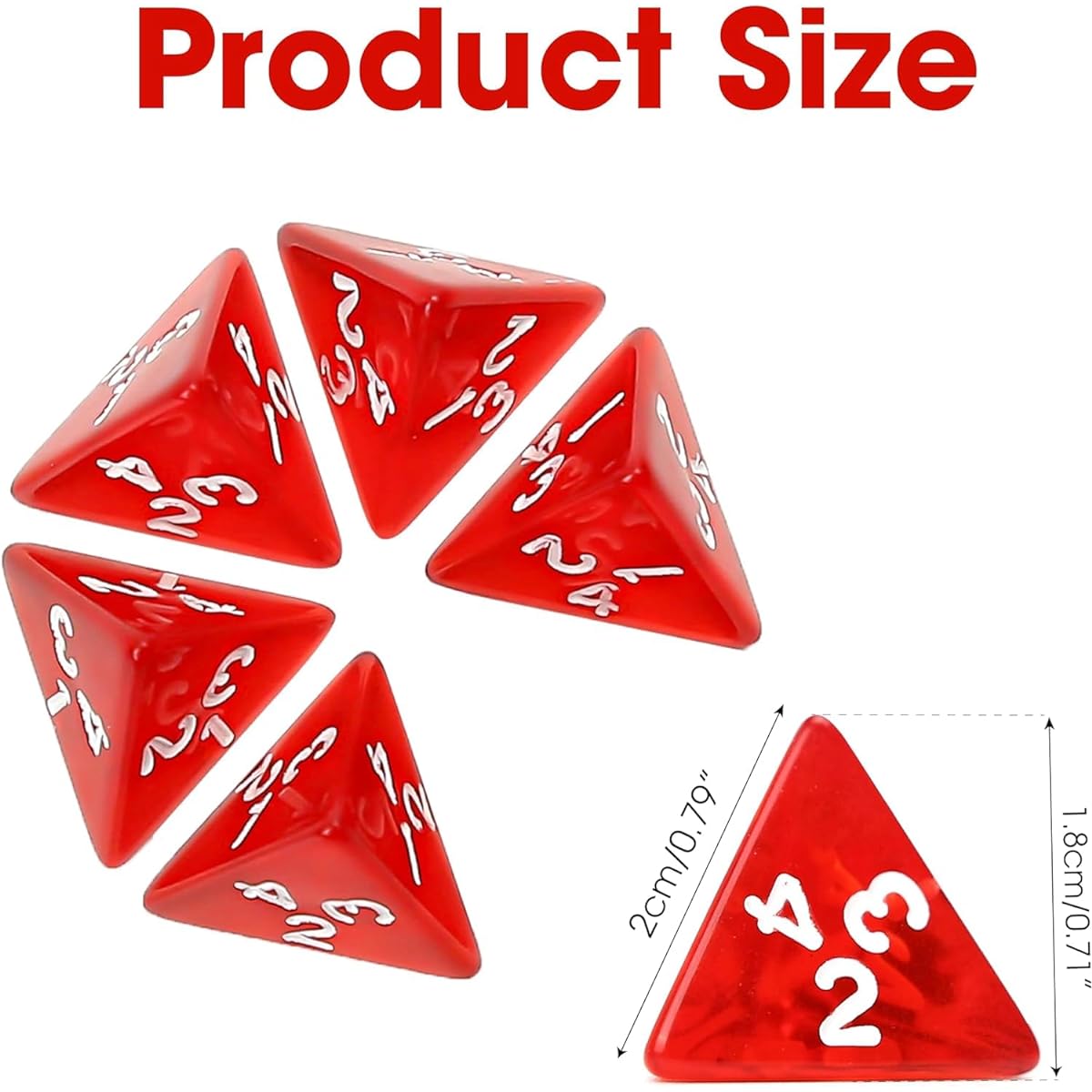 Gem Multi-Sided 60 Dice Polyhedral Dice Set for D4 D&D TRPG Cup Game - Red 60 Dice