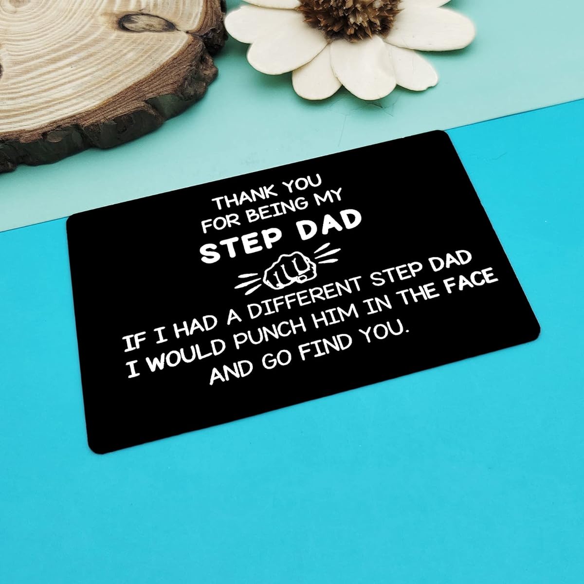 Step Dad Gifts Engraved Wallet Card from Daughter Son, Dad, Step Father, Christmas, Birthday Gift, Father in Law, Wedding Gift, Father's Day Card Gift, Father's Day Gift, Fun Thank You Gift for Dad