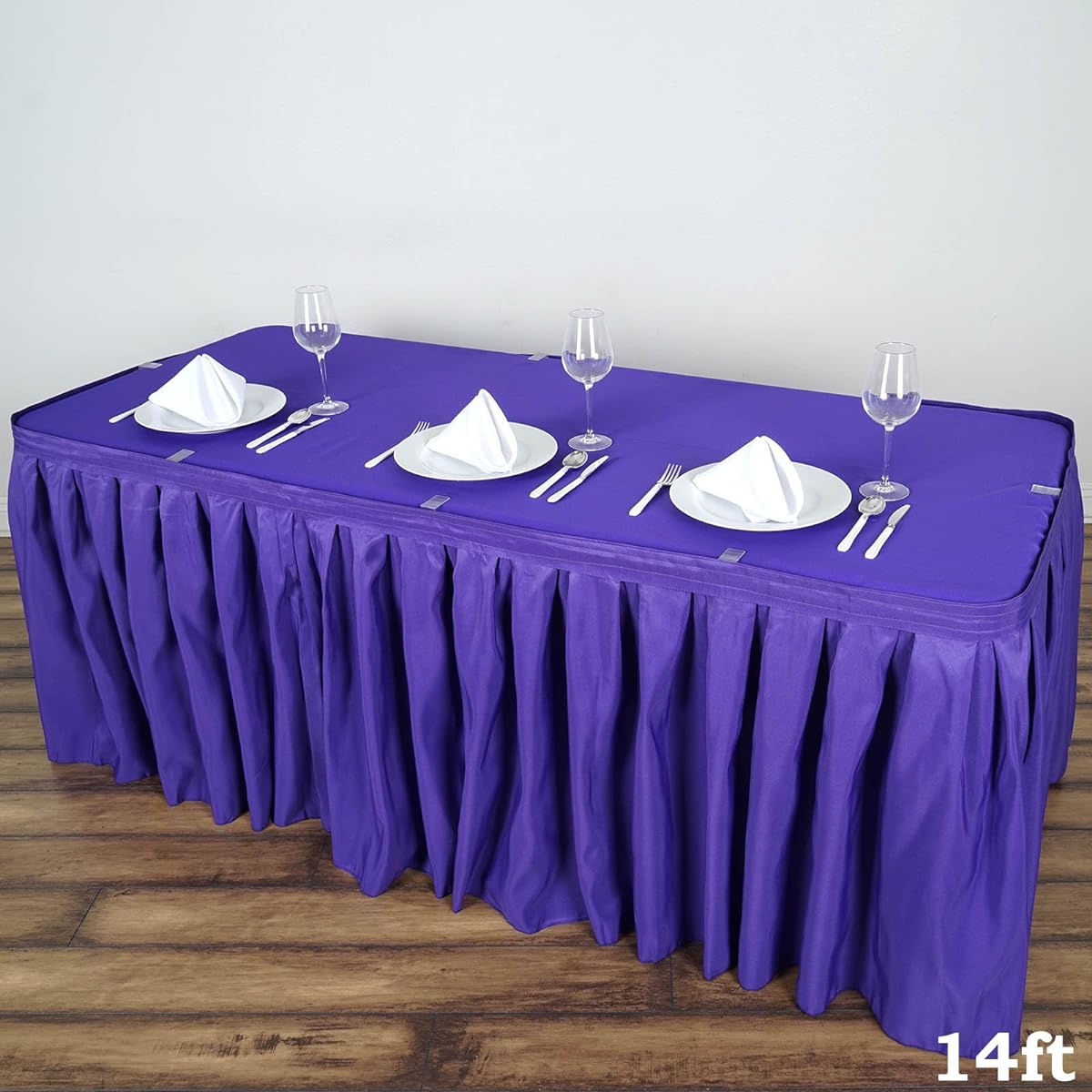 BalsaCircle 14 feet x 29 Polyester Banquet Table Skirt - Purple by BalsaCircle