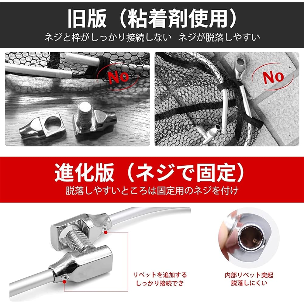 SANLIKE Landing Net Ash Joint Aluminum Large Ash Net Foldable Rubber Coating Net Oval Frame L Size Ash Frame 52 x 65cm Net Joint 3 Colors