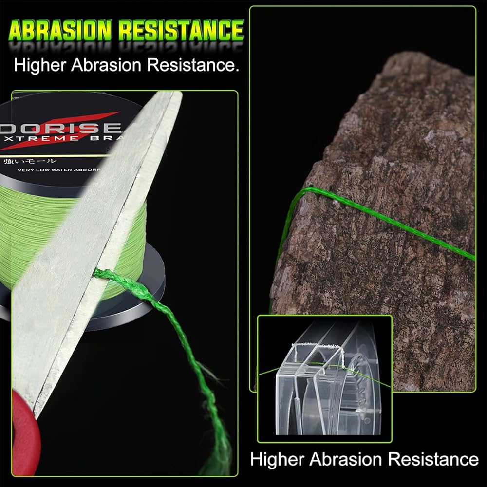 Dorisea PE Line Colorfast Fishing Line Fishing Line X4 (Bright Green, Army Green, Duck Green, Brand, Red) (100m 150m 200m 300m 500m 1000m) (No. 0.4 No. 0.6 No. 0.8 No. 1 No. 1.2 No. 1.5 No. 2 No. 2.5 3 No. 3.5 No. 4 No. 4.5 No. 5 No. 6 No. 7 No. 8 No. 9