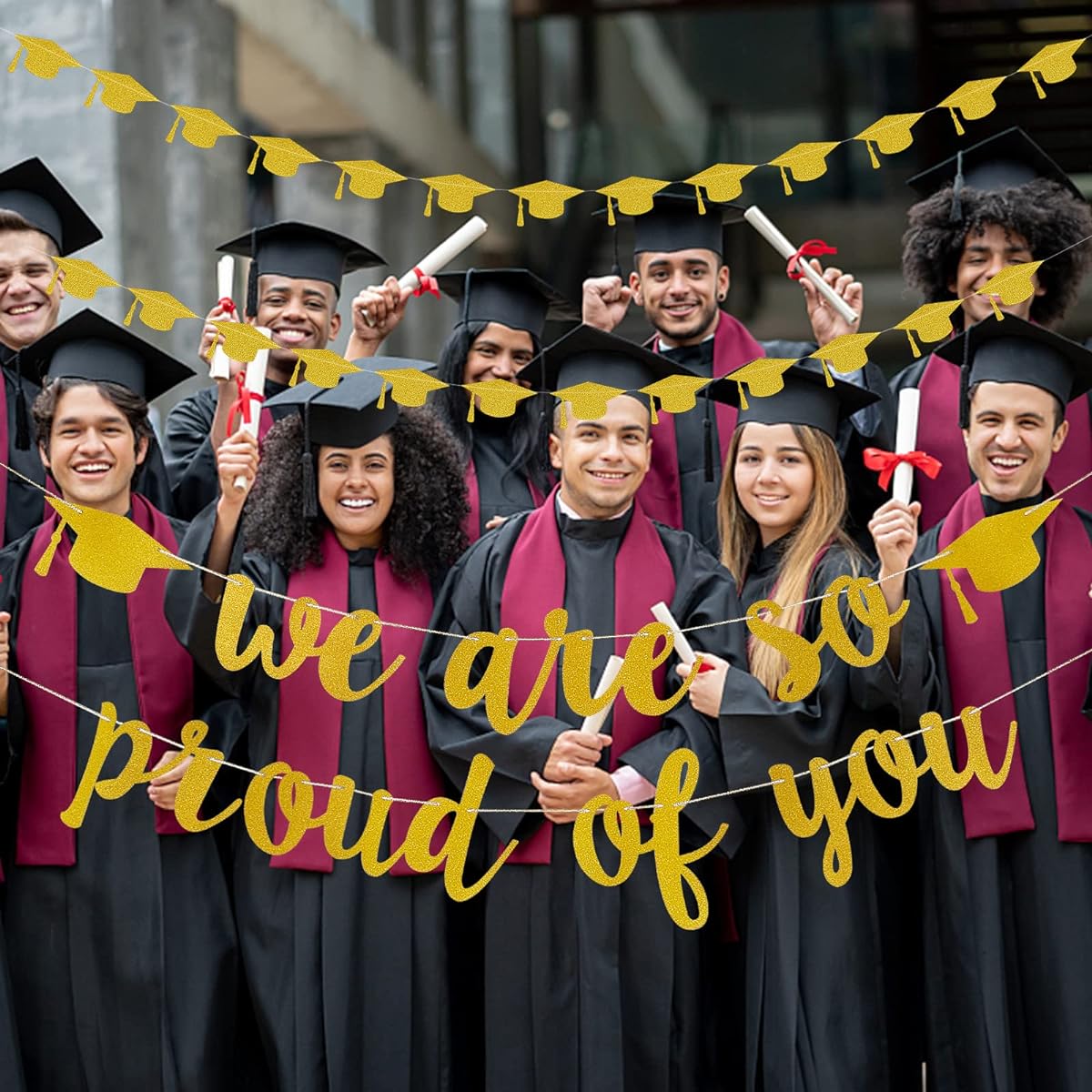 Gold Glitter We are So Proud of You Banner, Gold Congratulations Graduation Banner, Graduation Decorations, 2023 Banner, Graduation Party Decorations Supplies