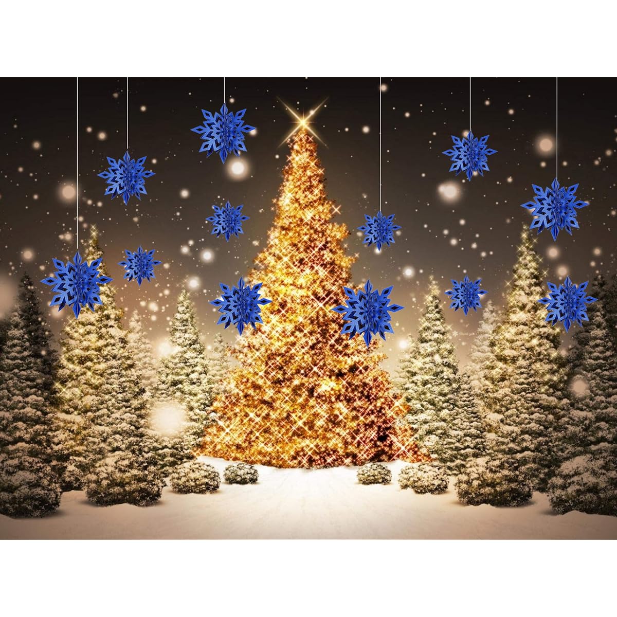 Sorive Christmas Party Decorations 12 Pieces Holiday 3D Glitter Large White Snowflake Hanging Garland Flags Christmas Winter Holiday New Year Party Home Decoration Sorive