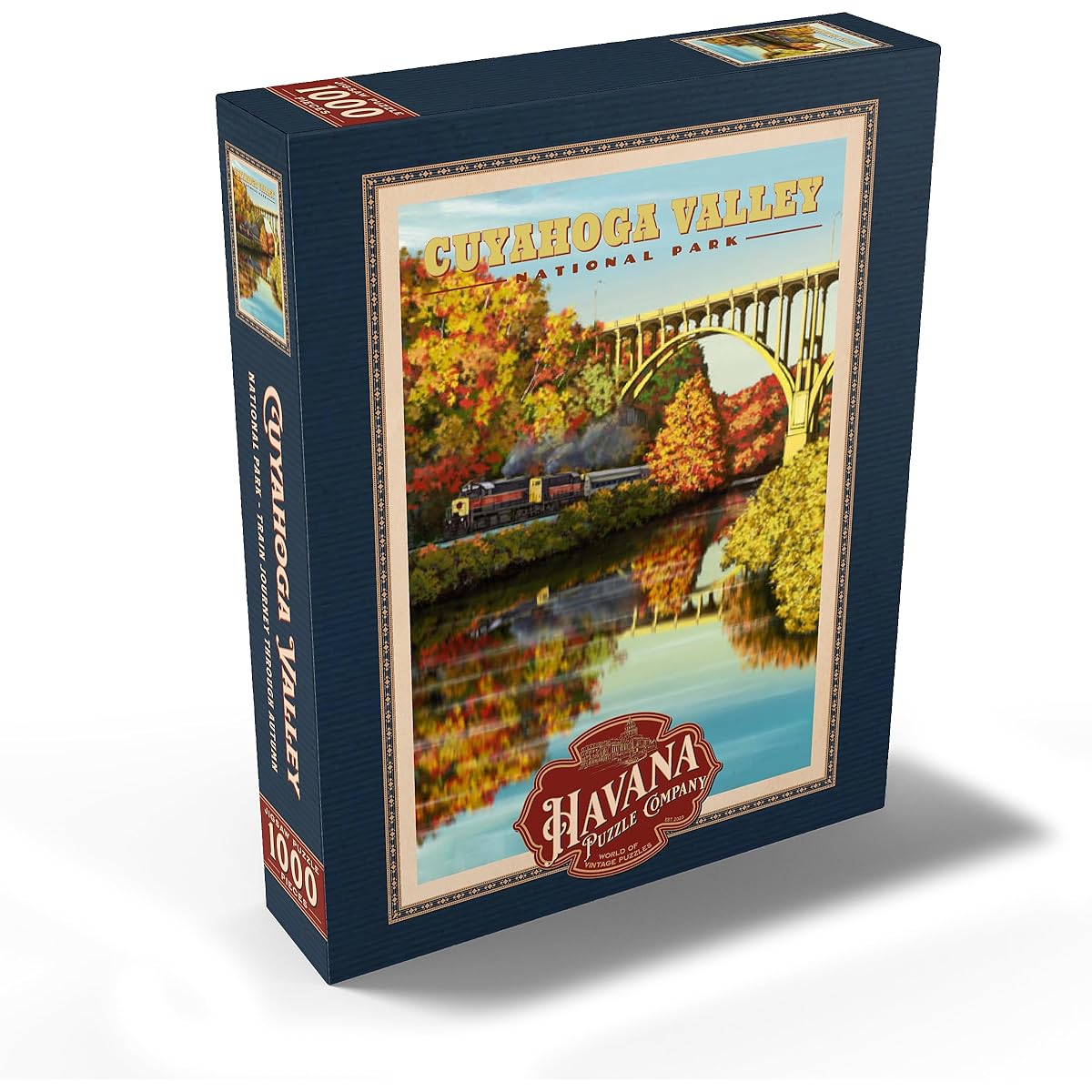 Cuyahoga Valley - Autumn Train Travel Vintage Travel Poster - Premium 1000 Piece Jigsaw Puzzle for Adults