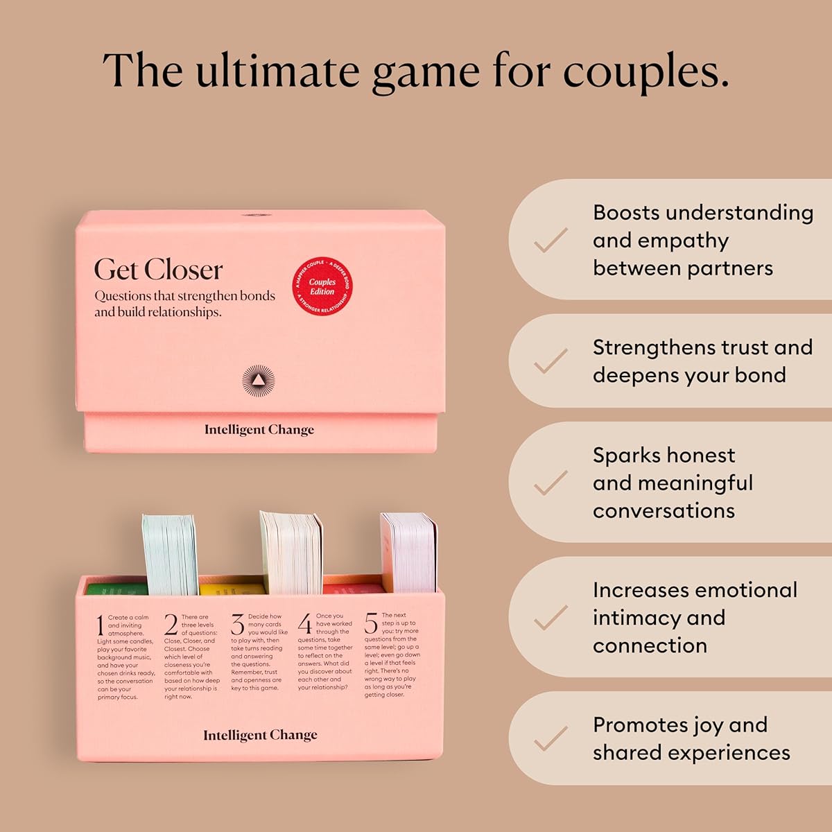 Intelligent Change and Intimate Conversation Cards, Intimate Deck Card Games, Fun Date Night Ideas, 100 Icebreaker Couples Questions to Strengthen Your Bond and Relationship.