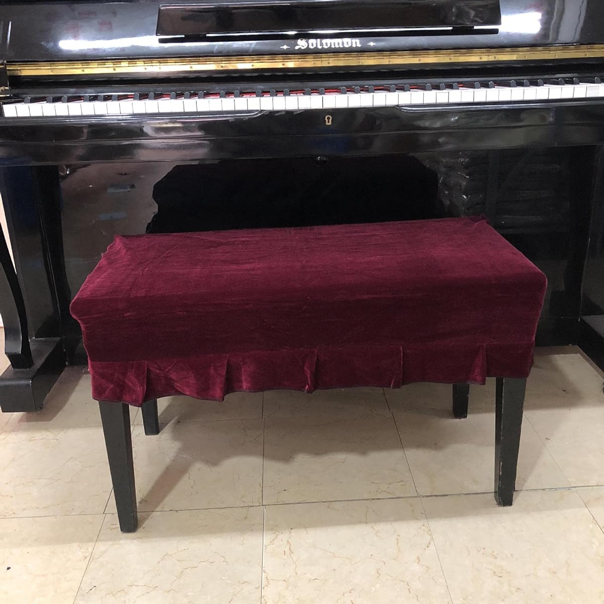 TUOREN Universal Piano Stool Chair Bench Dust Protection Cover for Piano Dual Seat Bench (Deep Red)