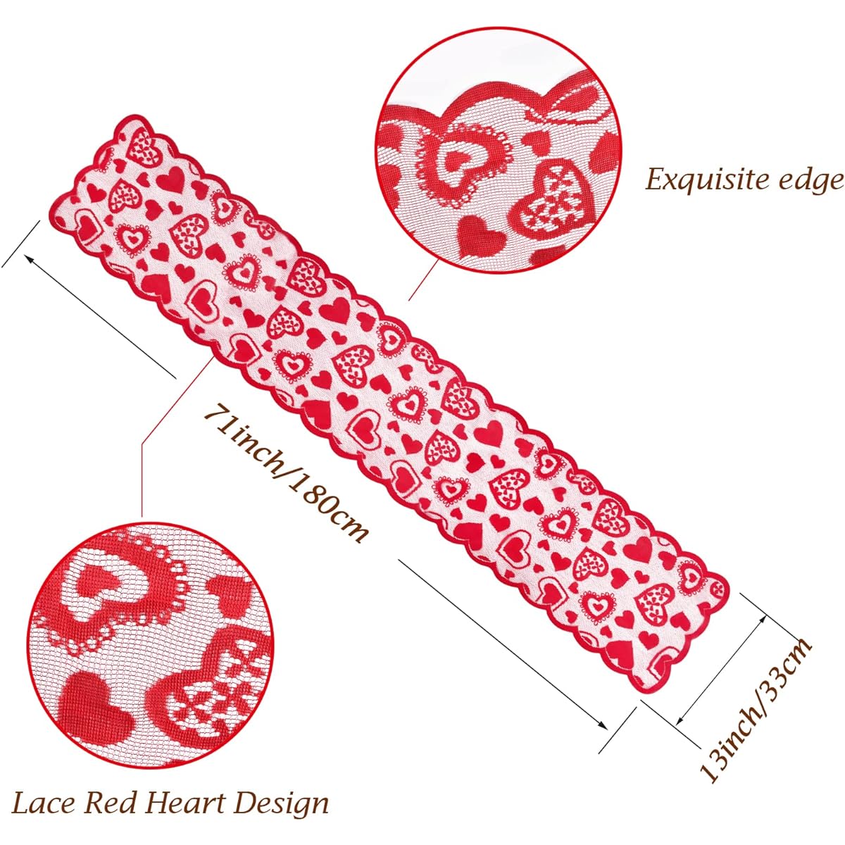 RioGree Valentine's Day Decoration Table Runner & Placemat Set, 1pc Lace Heart Table Runner and 4pc Lace Table Placemats for Wedding Party Anniversary Valentine's Day Sweet Day Dinner Supplies