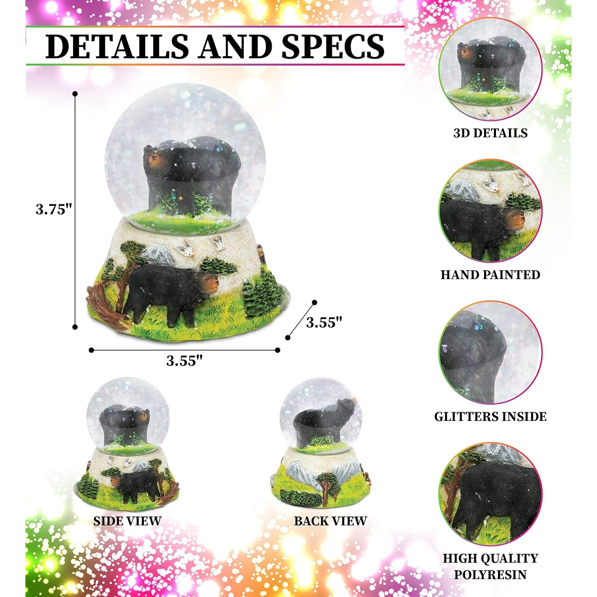 Stone Snow Globe - Black Bear