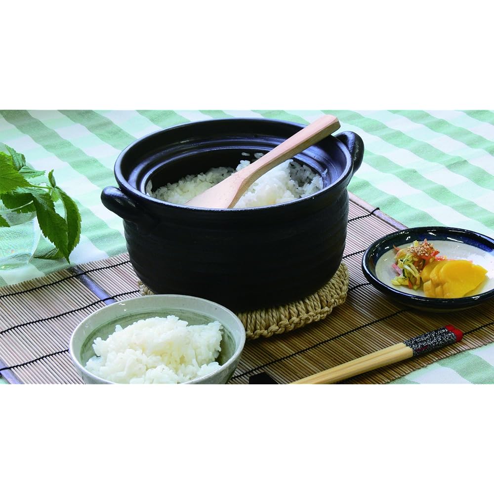Suzuki Banko Ware IH/Open Fire Compatible Rice Pot 2 Cups Black 9006-6022