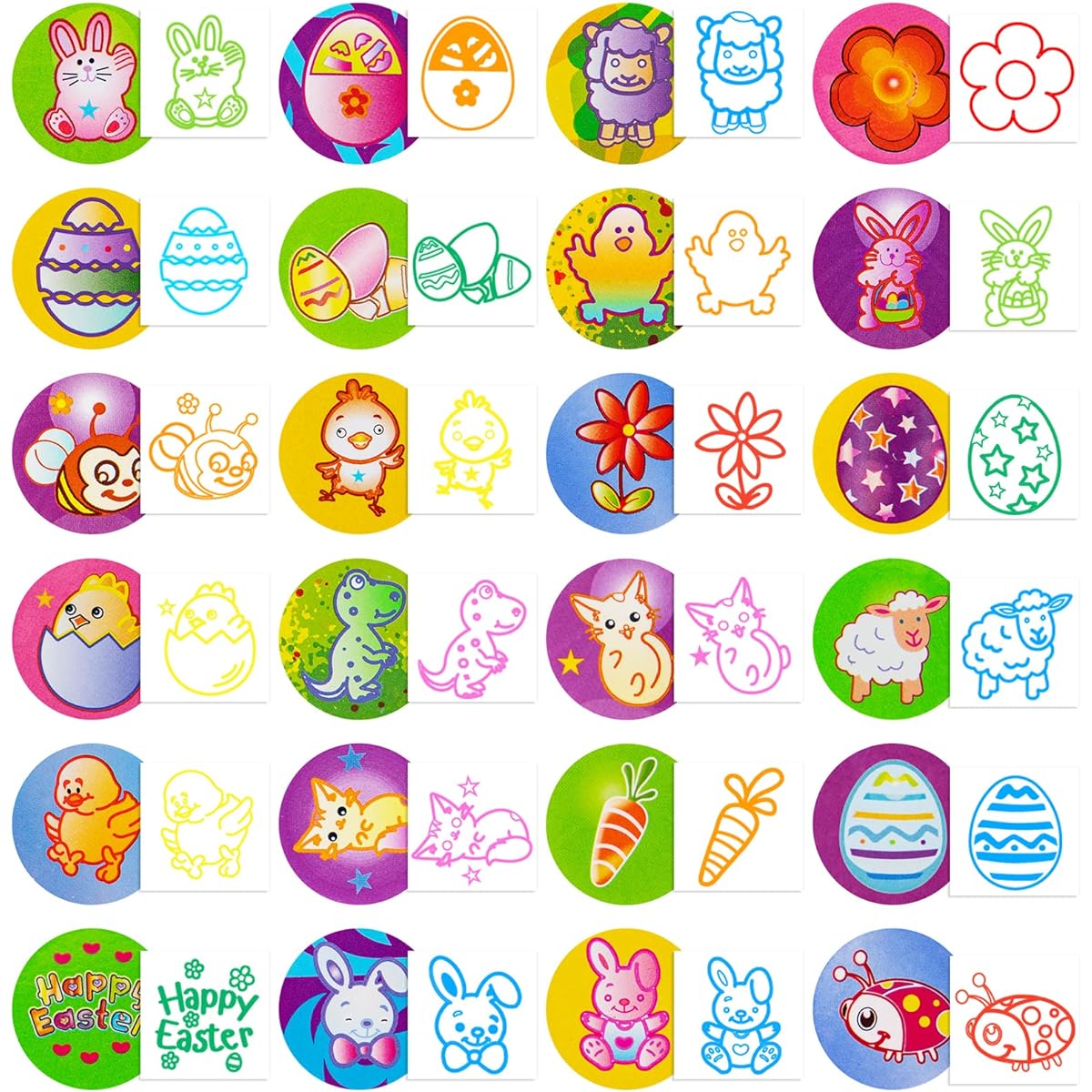Easter Stamps for Kids - Assorted 34 Pieces Easter Egg Stamps, Self Inking Stamps, Tattoo Stickers, Easter Basket Stuffers, Easter Egg Hunt Supplies, Stamper Gifts, Easter Party Favors