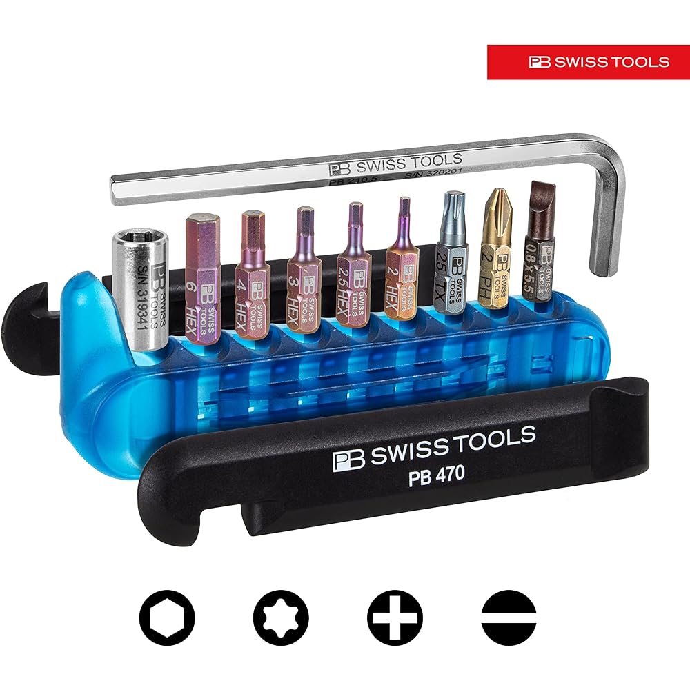 PB SWISS TOOLS PB Swiss Tools 470BLUECBB Bike Tool Set (Set of 9) Blue (BOX) 470BLUECBB