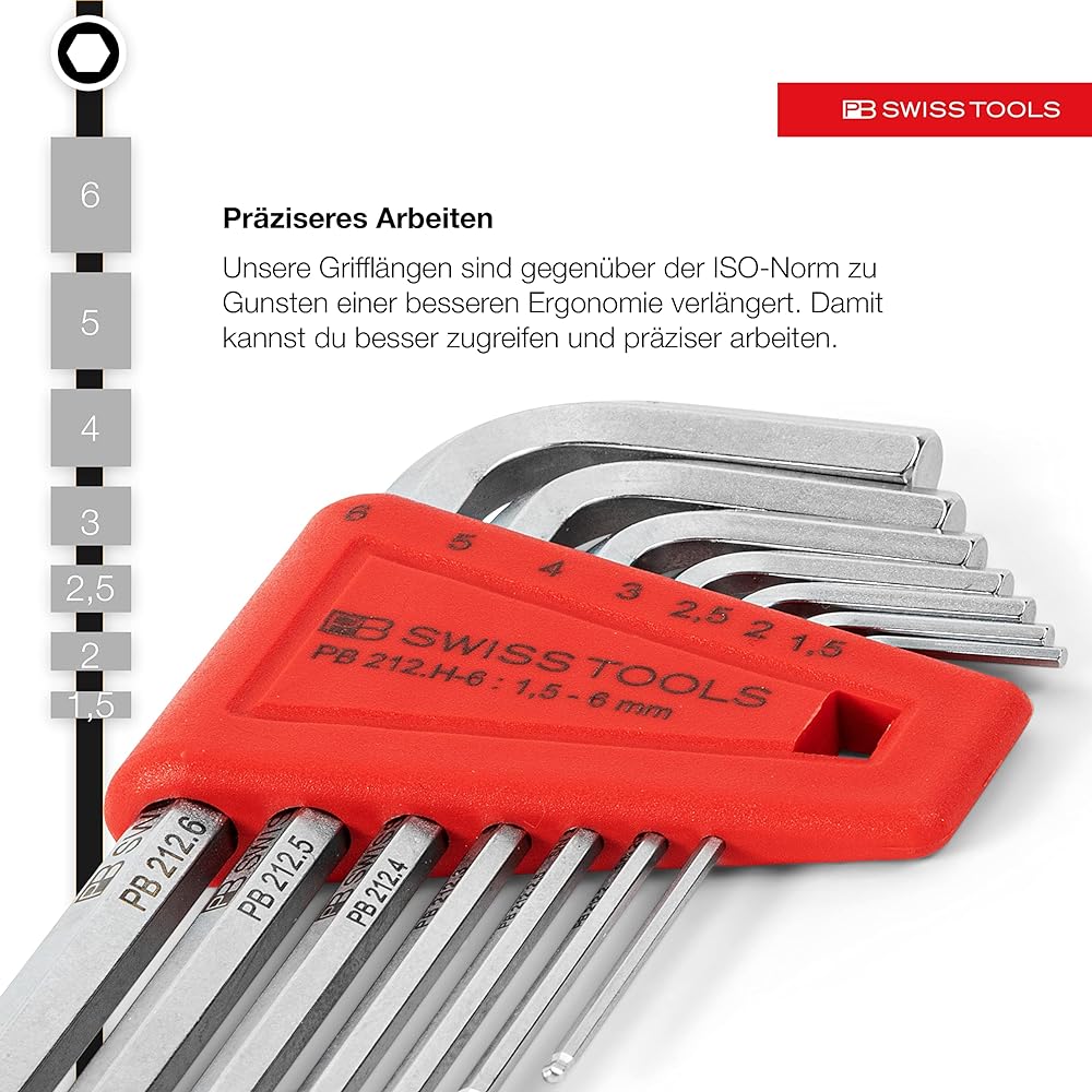 PB SWISS TOOLS PB Swiss Tools Hex Wrench Set with Ball 212H-6CN