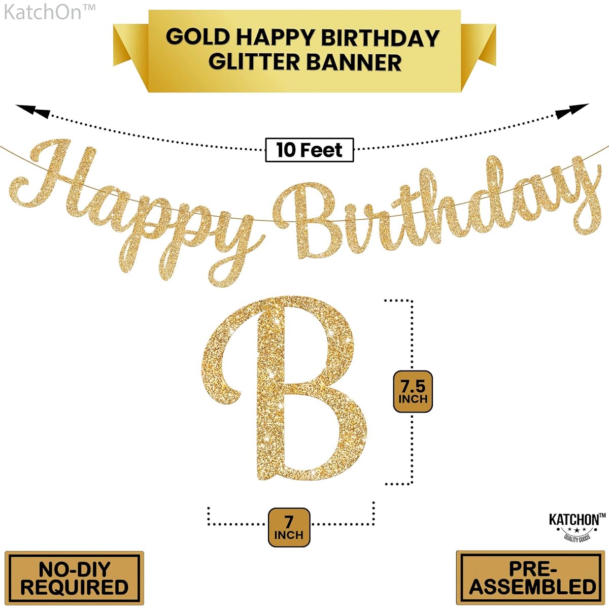 Happy Birthday Gold Cursive Banner