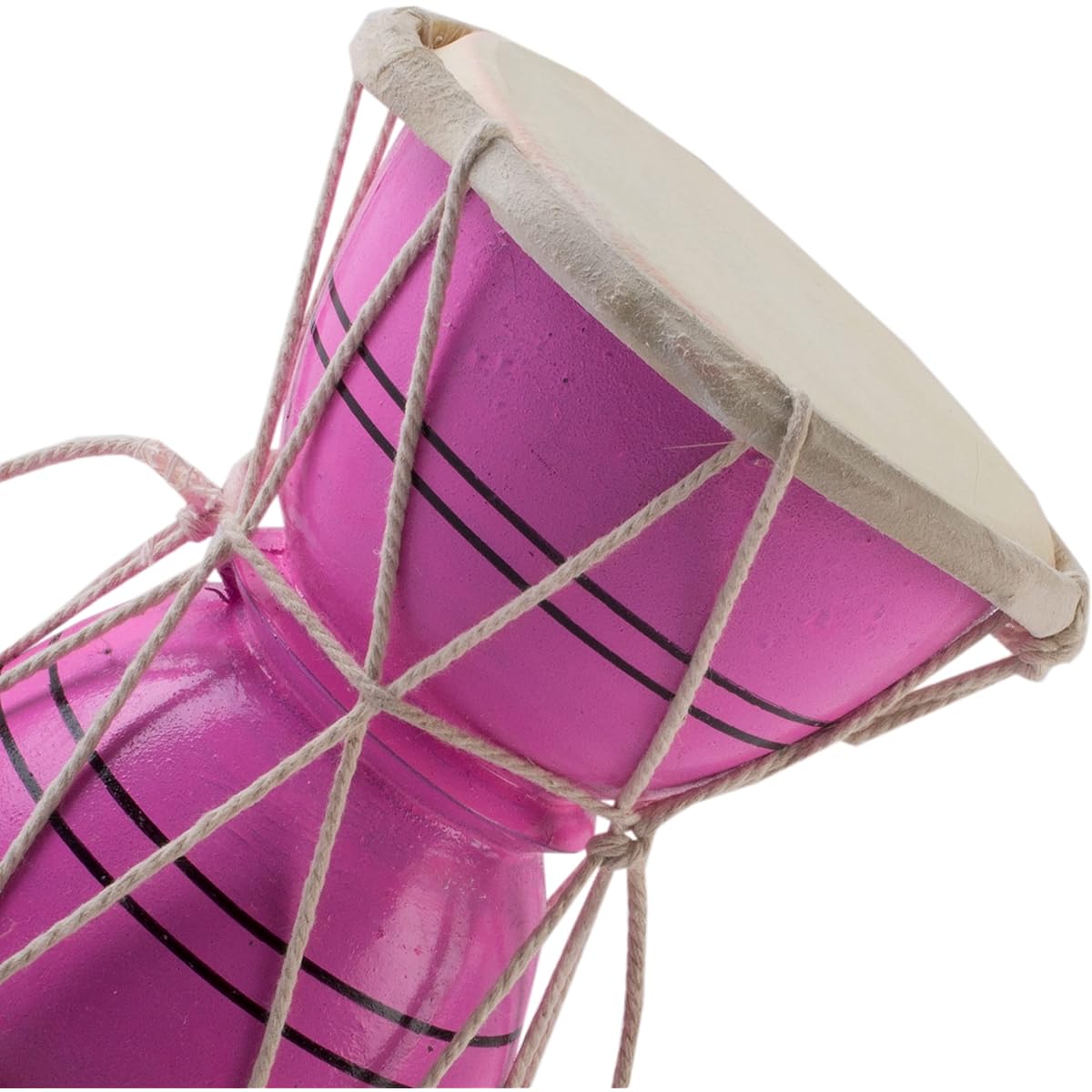 Handmade Wooden & Leather Classic Indian Ethnic Dumroo Hand Drum Set Percussion Decoration Collectible Showpiece Musical Instruments of the World (Pink)