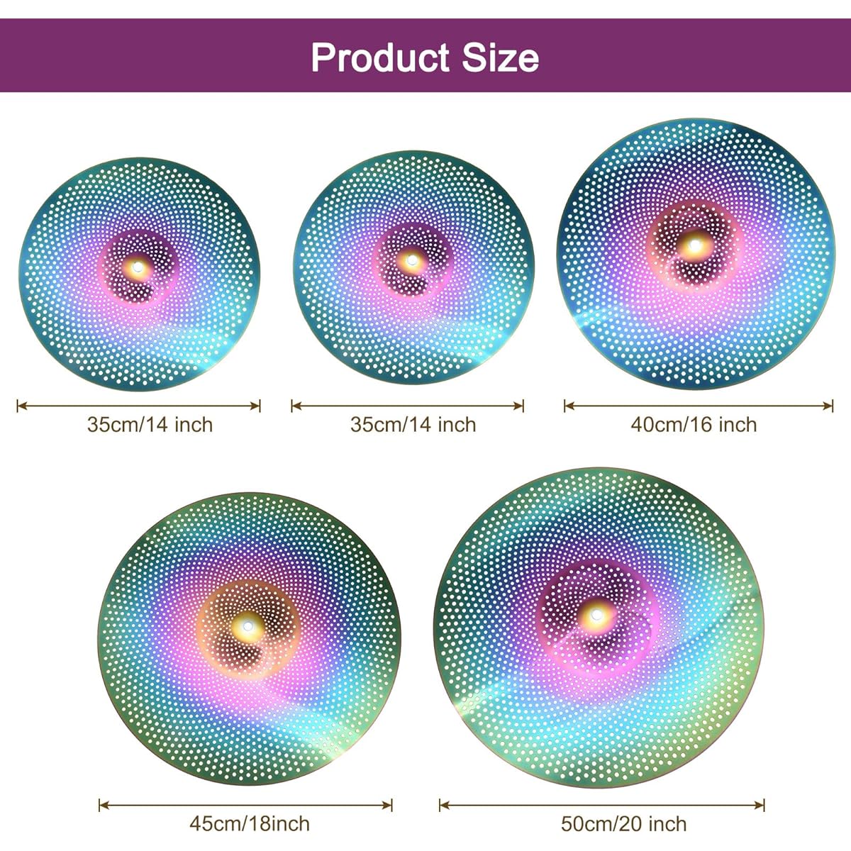 uxcell Mute Cymbal Set 35 cm 40 cm 45 cm 50 cm Low Volume Practice Cymbals with Bag 5 Pieces