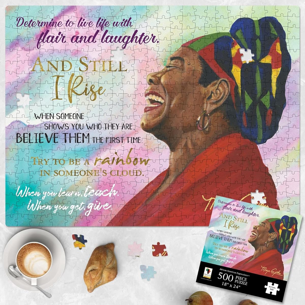 African American Expressions Maya Angelou Quote Puzzle - Important Black Figures - Inspirational Gifts for Families and Adults - 500 Piece Jigsaw Puzzle - 18 x 24