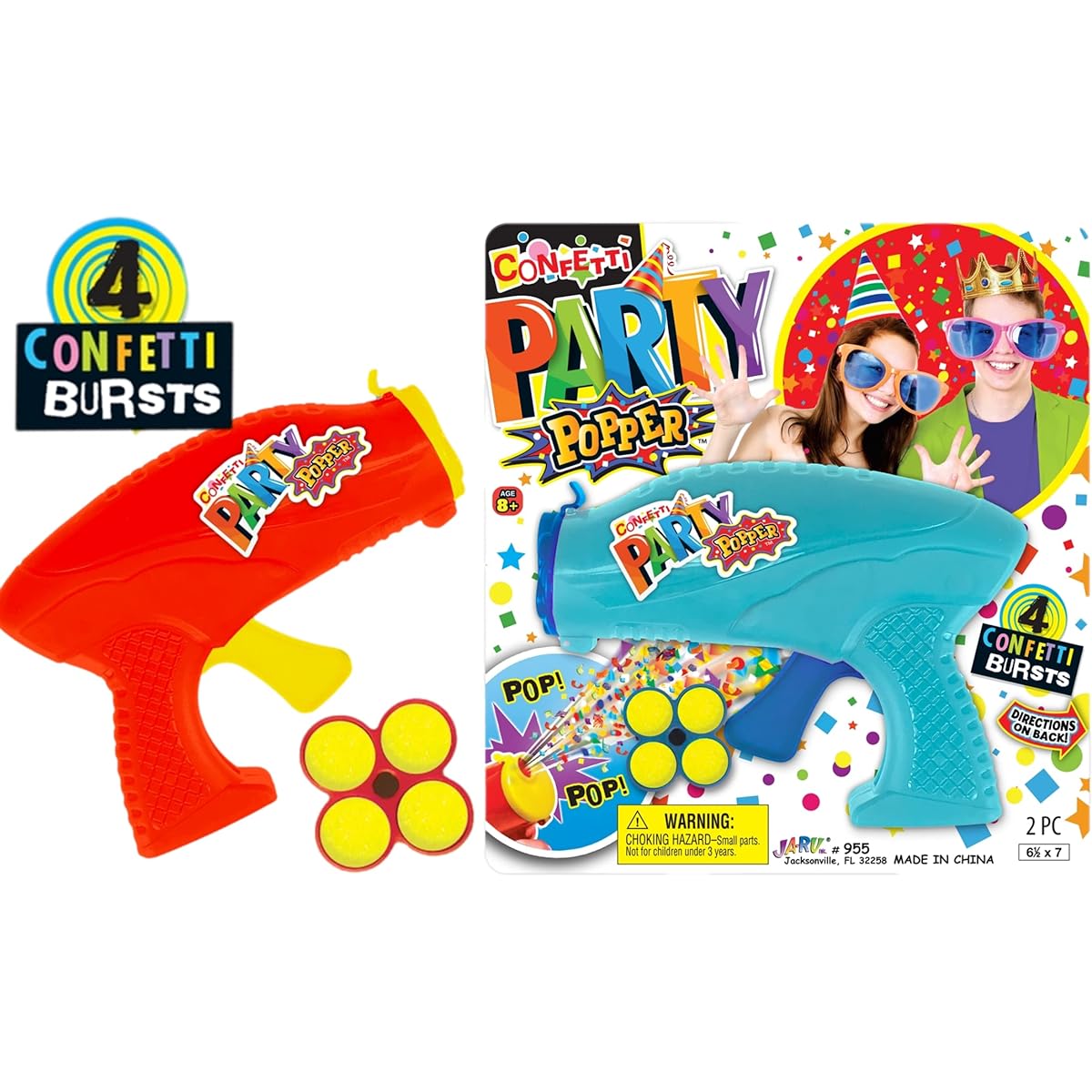 Confetti Party Poppers Guns Party Supplies (12 Pack) Reusable Multicolor Metallic Confetti Popper Guns Confetti Guns Party Favors and Crazy Hour Fun for Kids and Adult Birthday Parties.