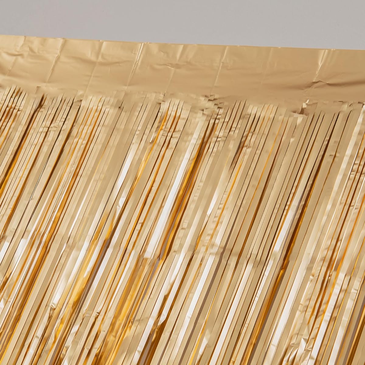 Foil Fringe Curtains, 2 Pack 3.3x8ft Metallic Streamers for Party Decorations Bridal Party Wedding Shower Photo Backdrop Matte Gold