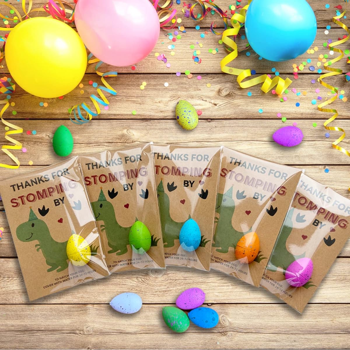 Dinosaur Party Favors - Dinosaur Birthday Party Supplies - 24 Pack Bulk Dinosaur Egg Hatching Cards