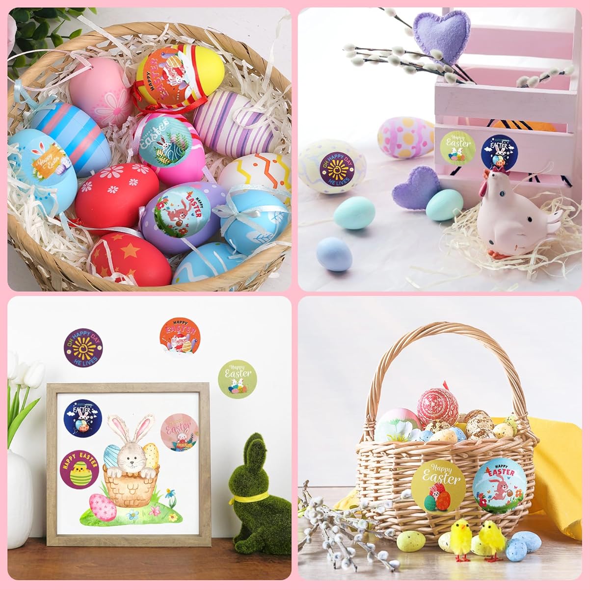 Easter Sticker Roll of 1000, 16 Designs - Cute Bunny, Chick, Egg Designs | Perfect for Easter Crafts, Decorations, Scrapbooking | Fun for Kids and Adults