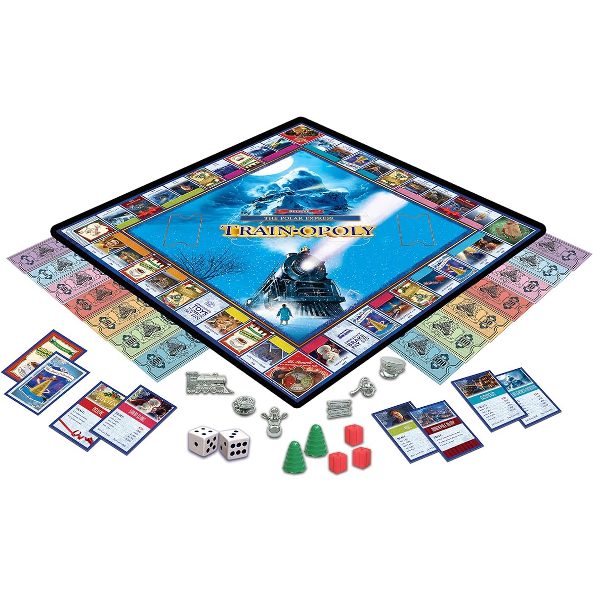 MasterPieces Opoly Board Game - Polar Express Train Opoly - Officially Licensed Board Game for Adults, Kids & Families