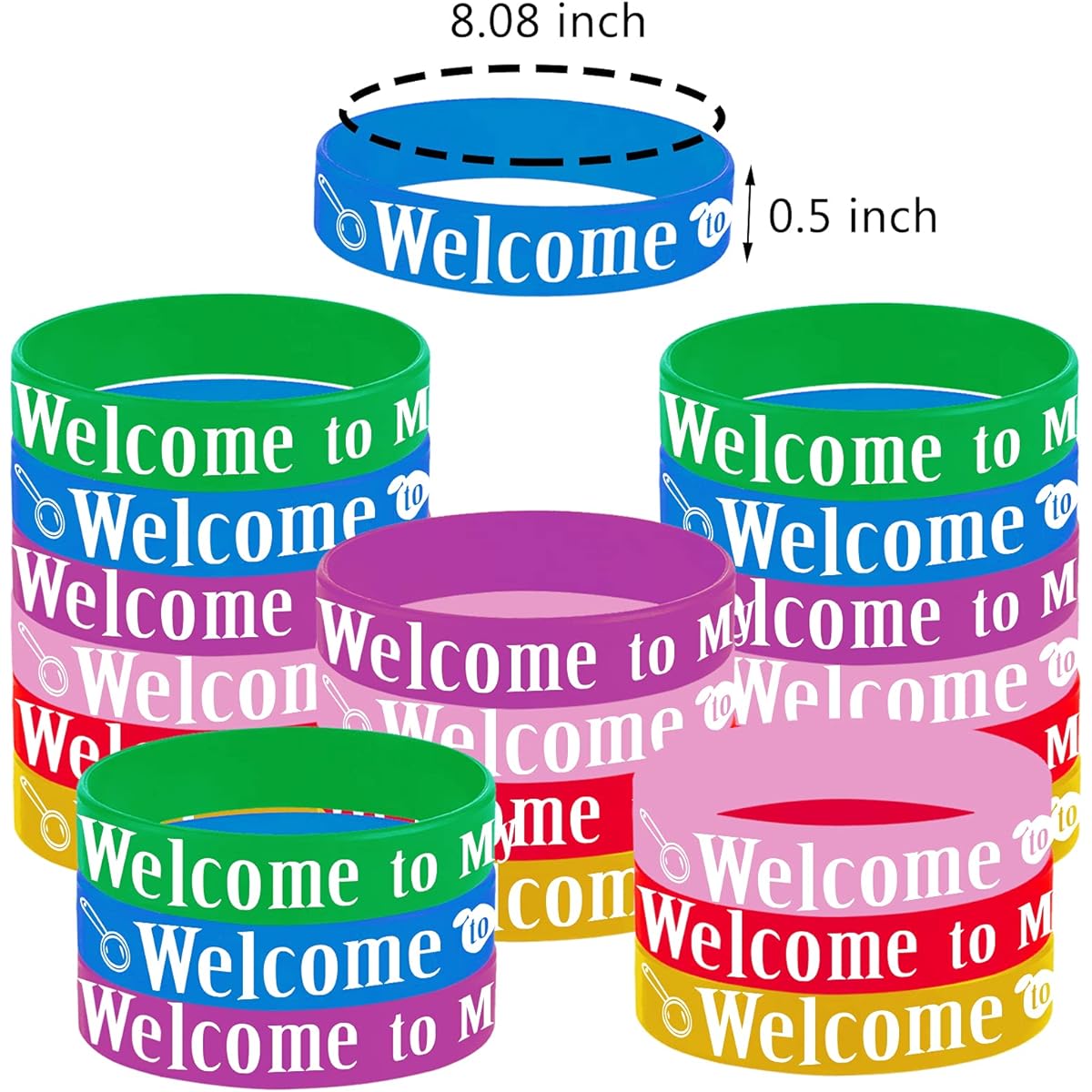 24pcs Welcome to My Class Party Rubber Bracelets Back to School Party Supplies Decorations Gifts Prize Bags Favors Silicone Wristbands
