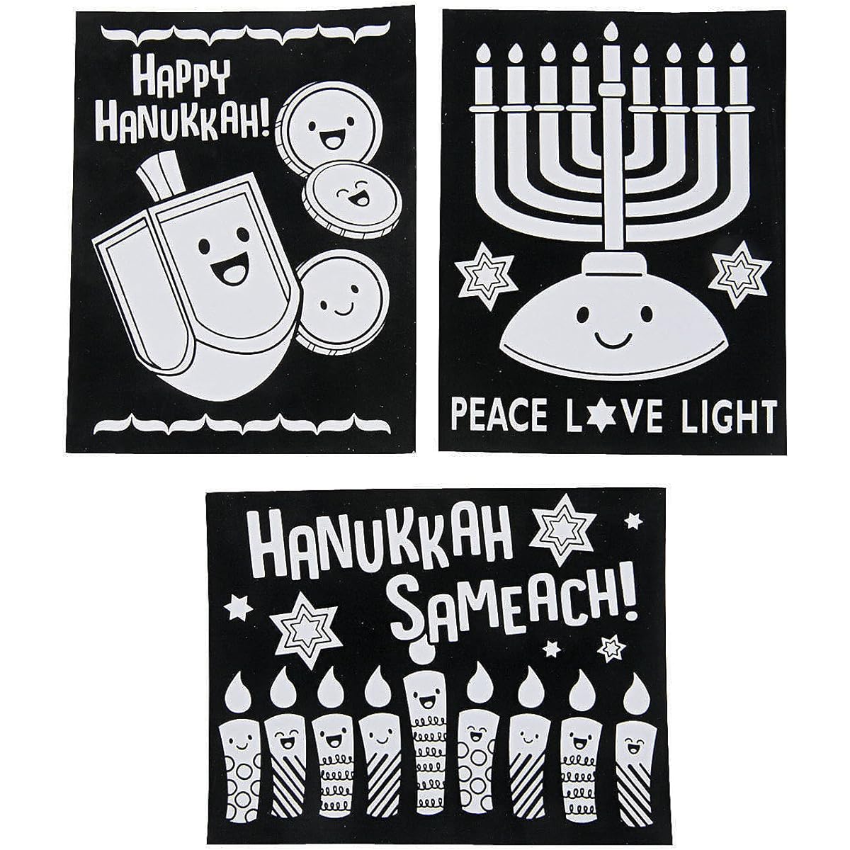 Fun Express Color Your Own Fuzzy Hanukkah Posters for Kids, 24 Pieces