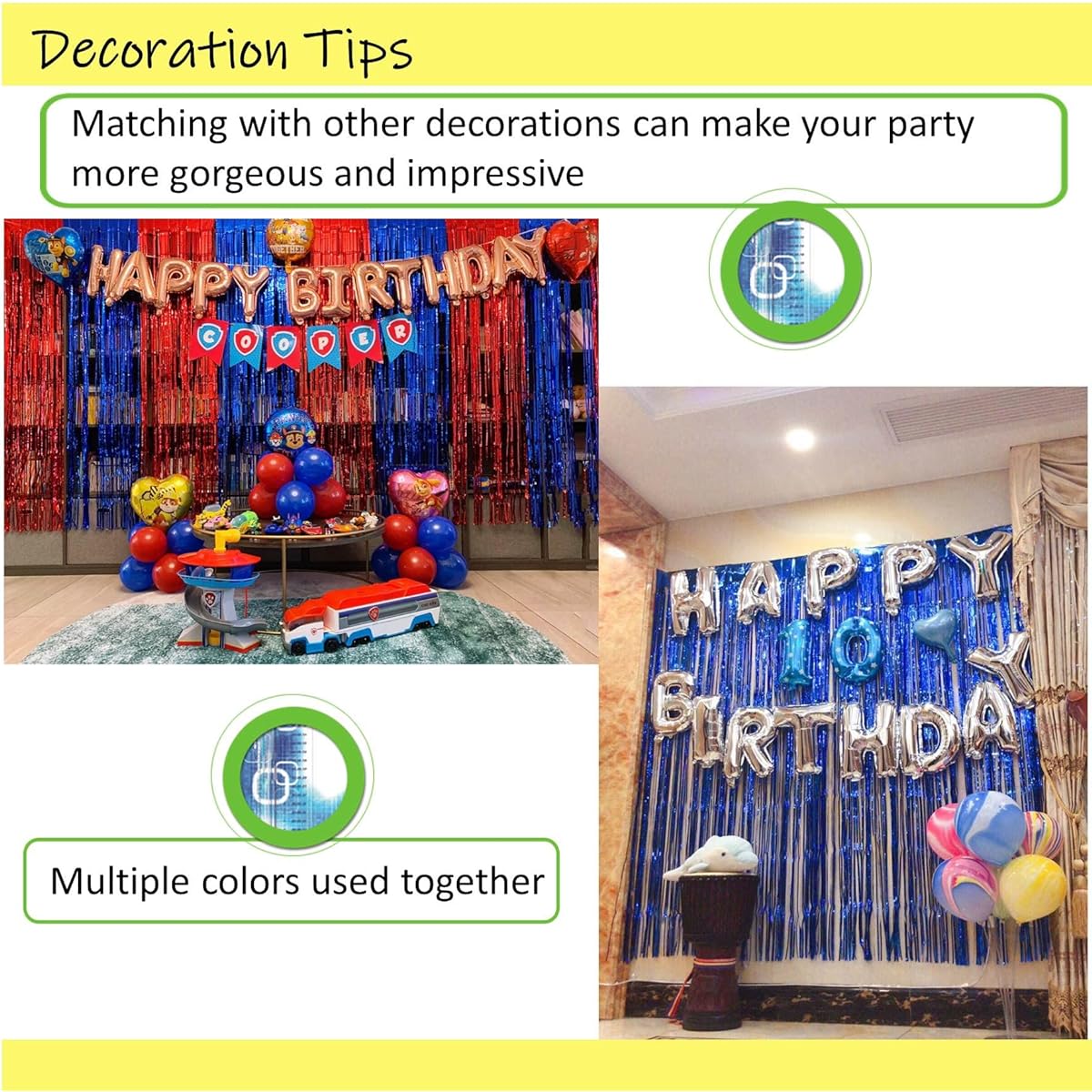 3.3 x 6.5ft Blue Tinsel Foil Fringe Curtain Metallic Photo Booth Backdrop Doorway Streamer Party Decorations 3.3 x 6.5ft