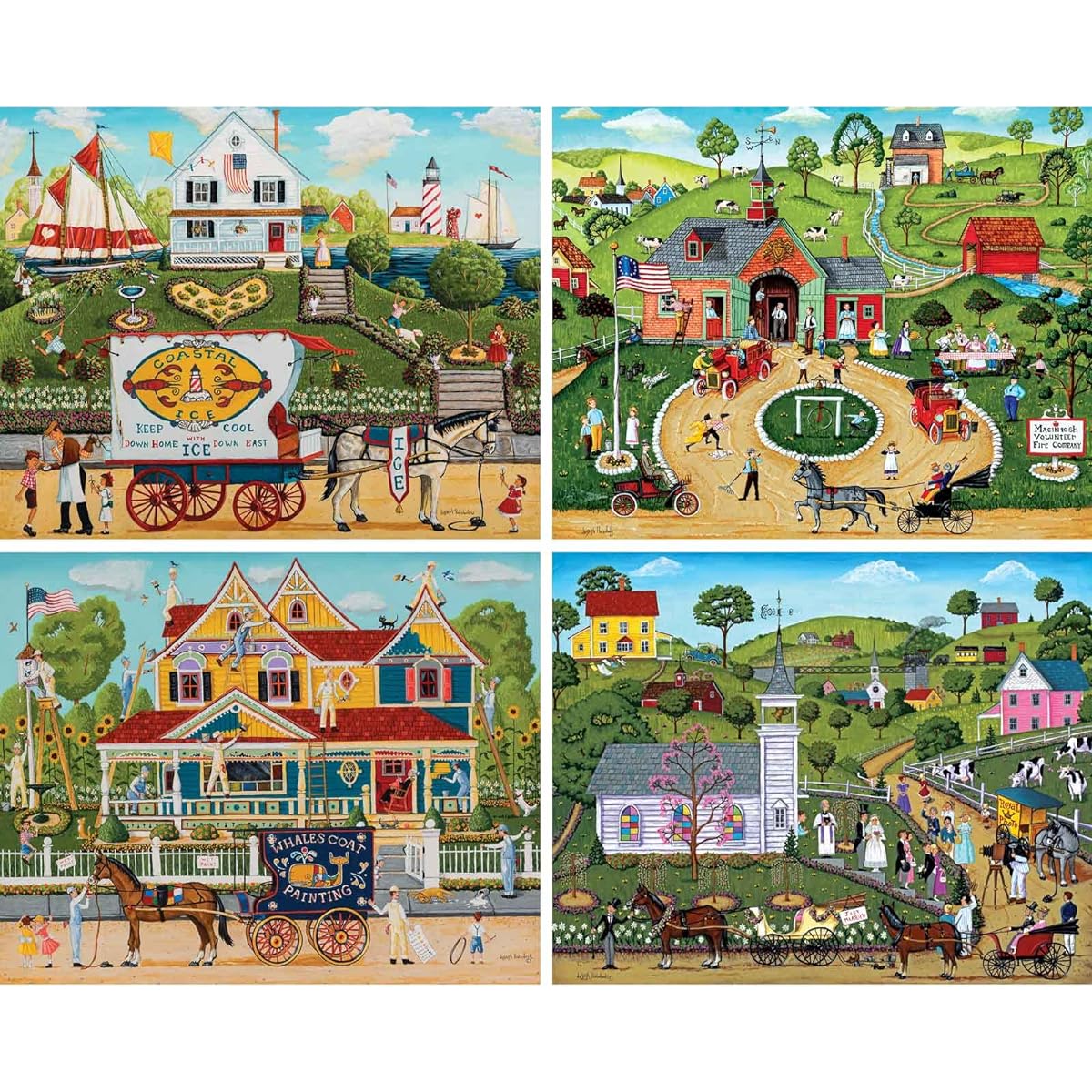 Bits and Pieces - 4-in-1 Multipack 500 Piece Jigsaw Puzzle for Adults - Memory Lane 500 Piece Puzzle Set Bundle with Joseph Holodook - Puzzle Dimensions 16"x20"