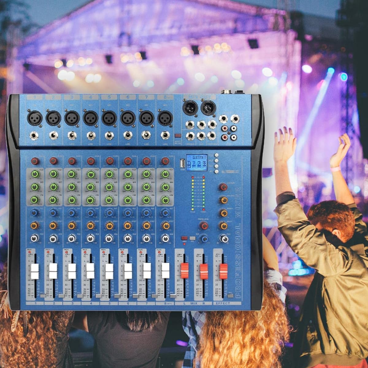 STARTIST 8 Channel Mixer Sound Mixing Console XLR Microphone Jack US Adapter 110V Durable Interface Mixing Board for Professional