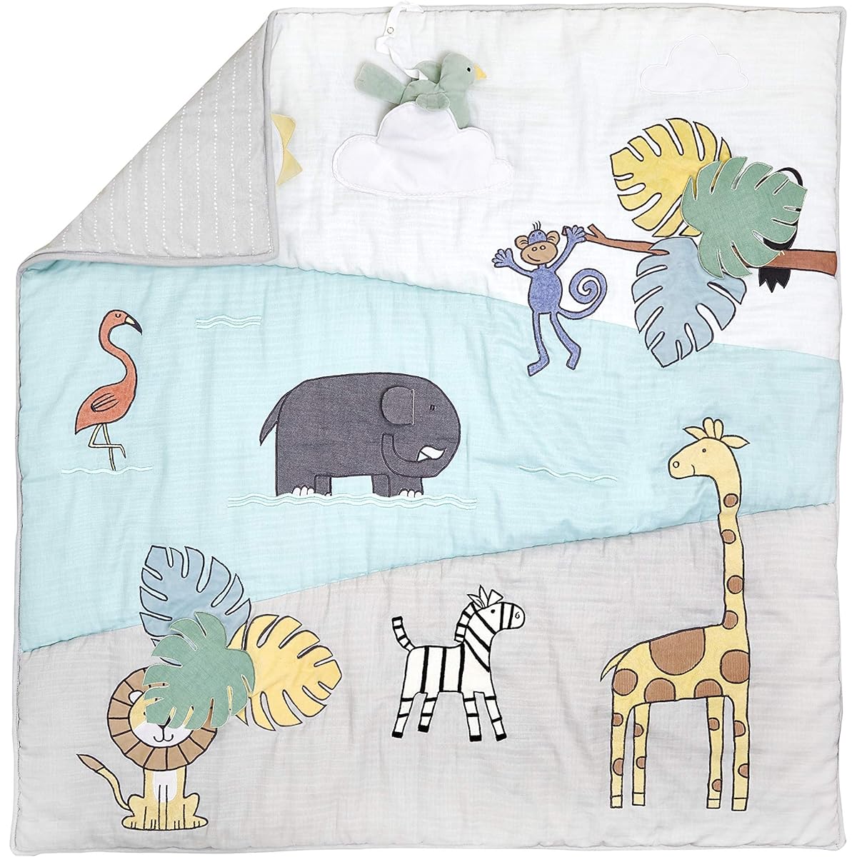 aden + anais (Authentic Japanese Product) Baby Gift Jungle Jam Playmat Baby Bonding Playmat 1 Piece Machine Washable Foldable 114x114cm Jungle Jam APMC10001J Jungle Jam 0 Months ~ Playmat 114x114cm (x 1)