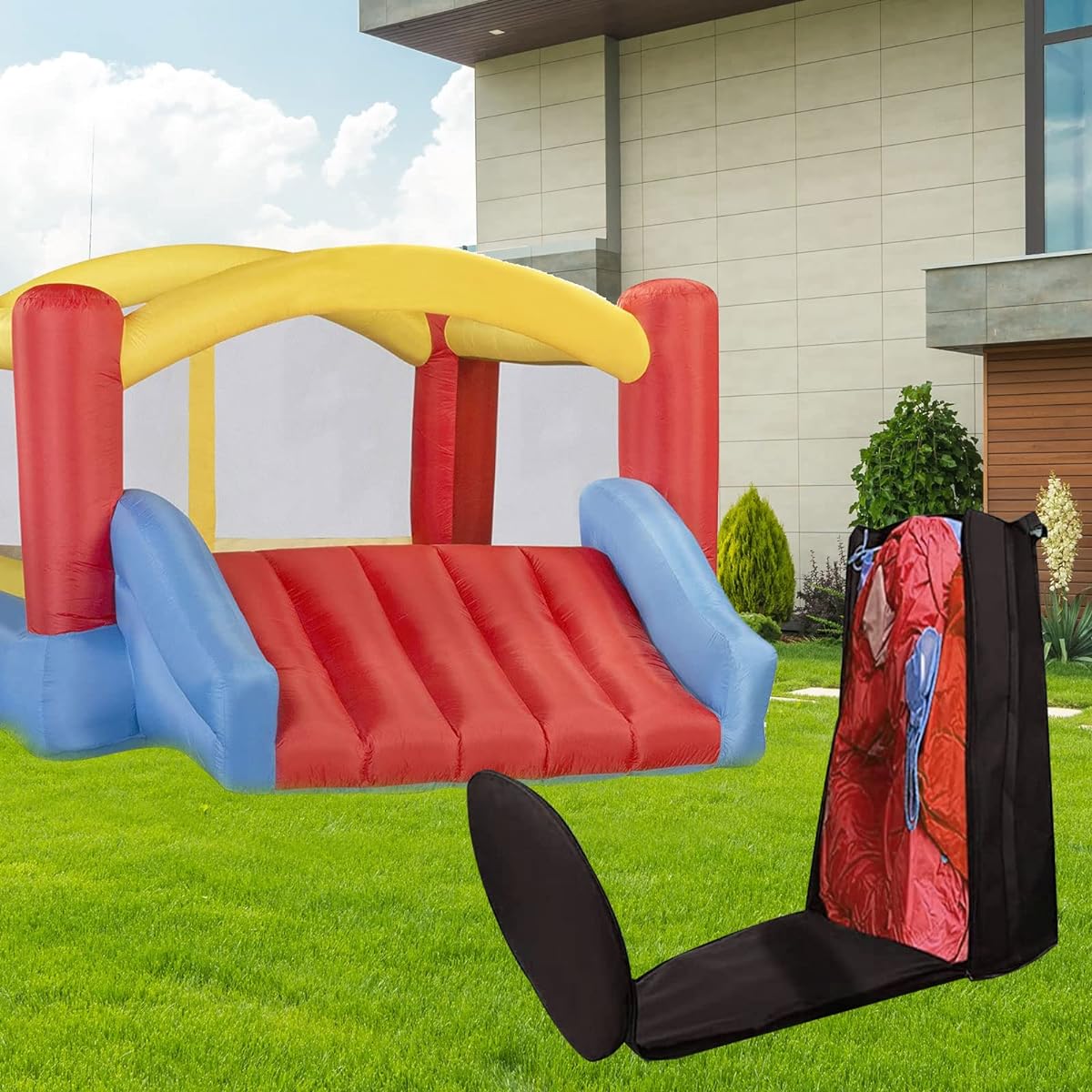 Andacar Inflatable Bounce House Storage Bag, Portable Bouncy House Storage Bag, Kids Bouncy Castle Bag Outdoor Jump House Bag Black - 27.5"D x 40"H