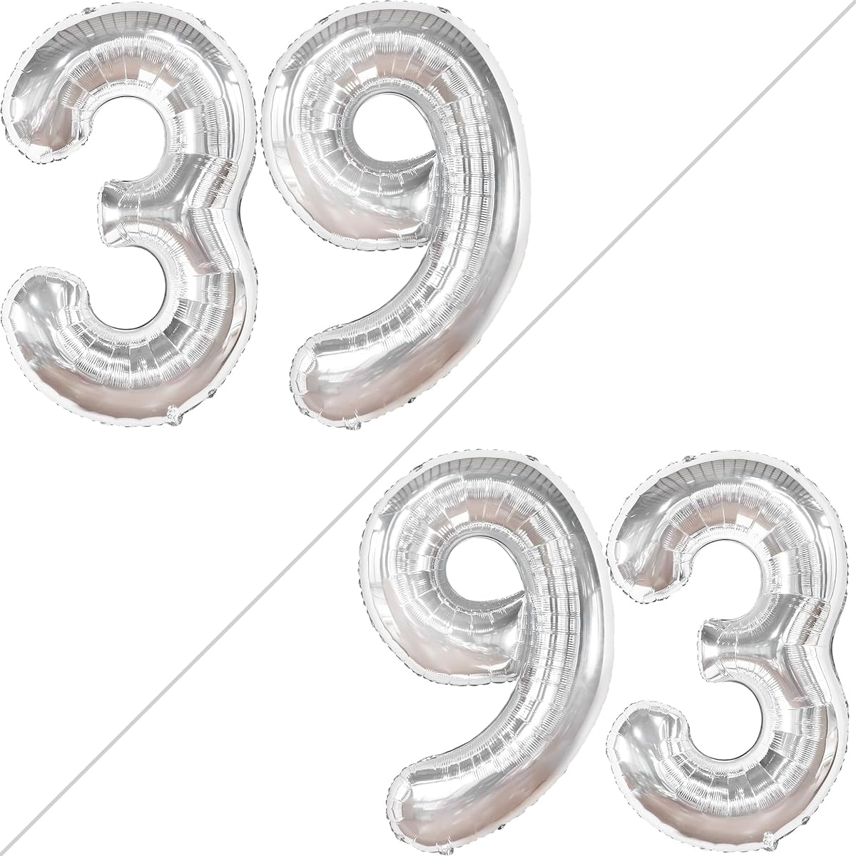 silver number 39 foil balloon