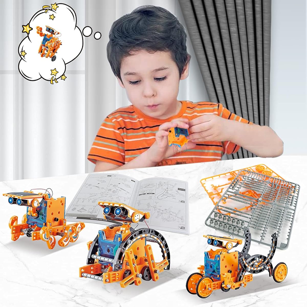 HISTOYE Stem Solar Robot Kit for Kids 12 in 1 Science Kit Stem Projects for 8-12 Year Old Kids Engineering Building Kit Erector Set Robotics Kit Kids Toys Gifts for 8 9 10 11 12 Year Old Boys and Girls