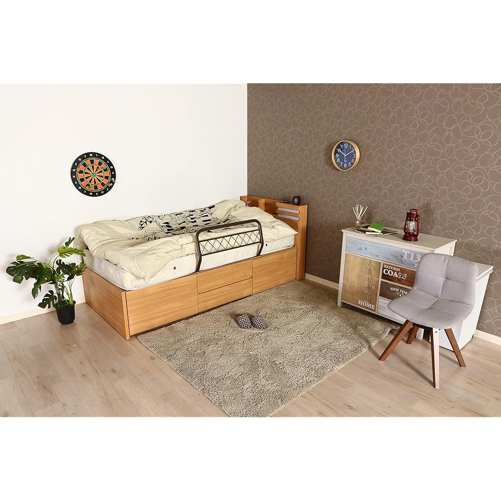 Fuji Boeki Bed Guard Width 75 x Depth 42.5 x Height 39cm Brown Prevents Futon from Shedding 15553