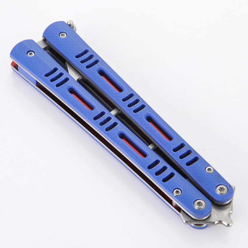 No/Brand Practice Butterfly Knife, No Blade, For Training, No Blade, Foldable Stainless Steel Blade, Blue