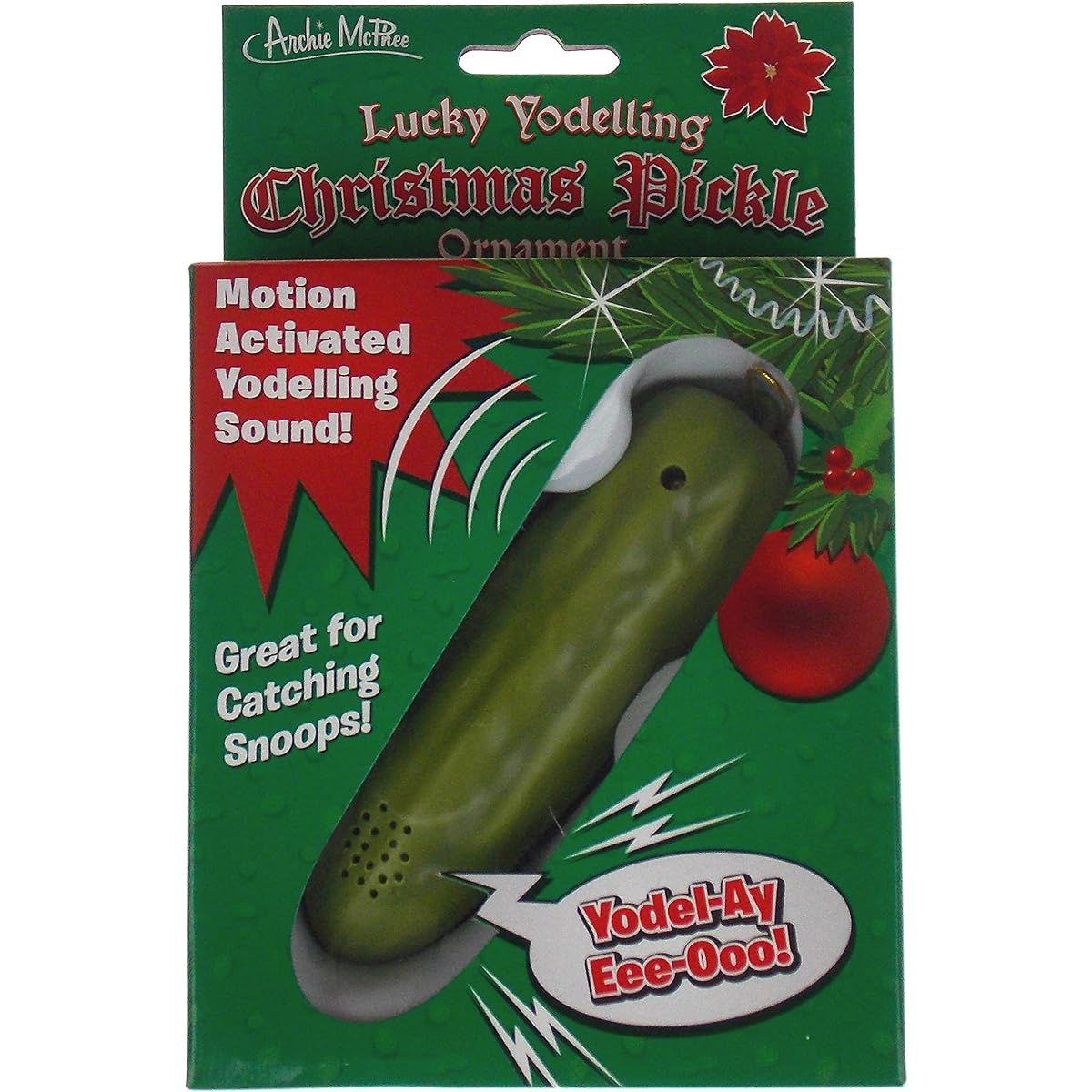 Hickoryville Yodeling Pickle Ornament with Pickle Pen