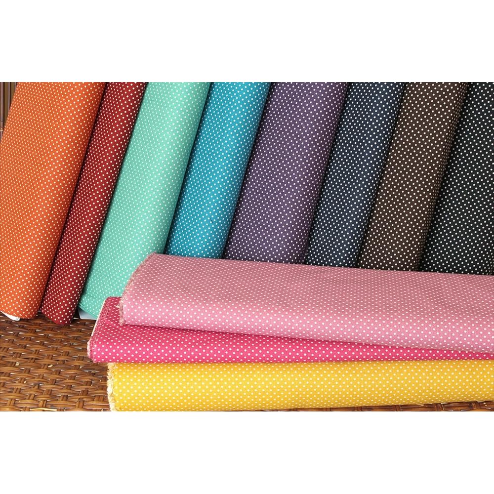 Nippon Chuko NBK Cotton Linen Natural Print Fabric Small Dot Pattern 110cm Width x 9m Cut Cut Yellow ICH19000-1C-9M