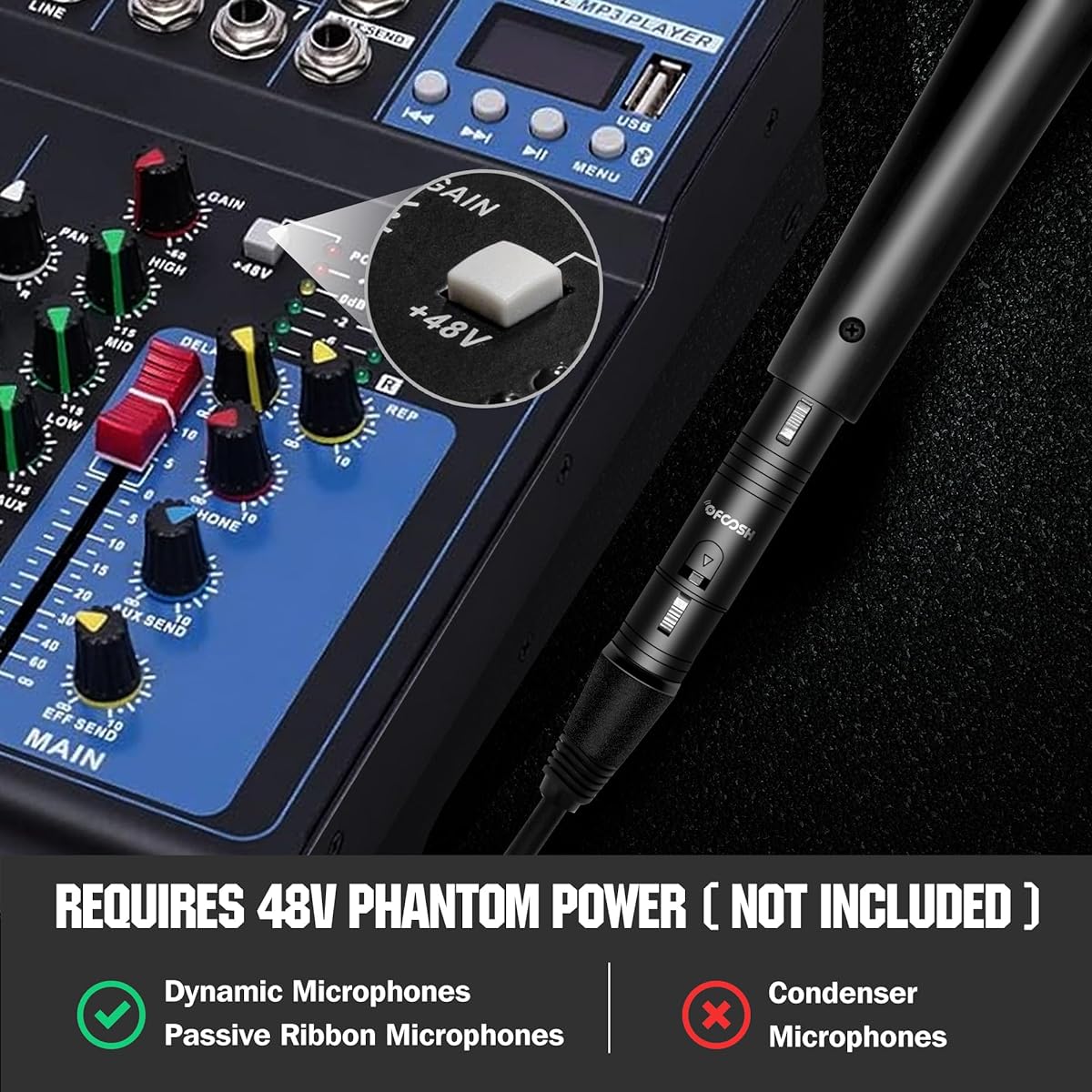 OFCOSH Mic Preamp Audio Booster Professional Mic Booster Activator Preamp Compatible with Dynamic and Passive Ribbon Microphones