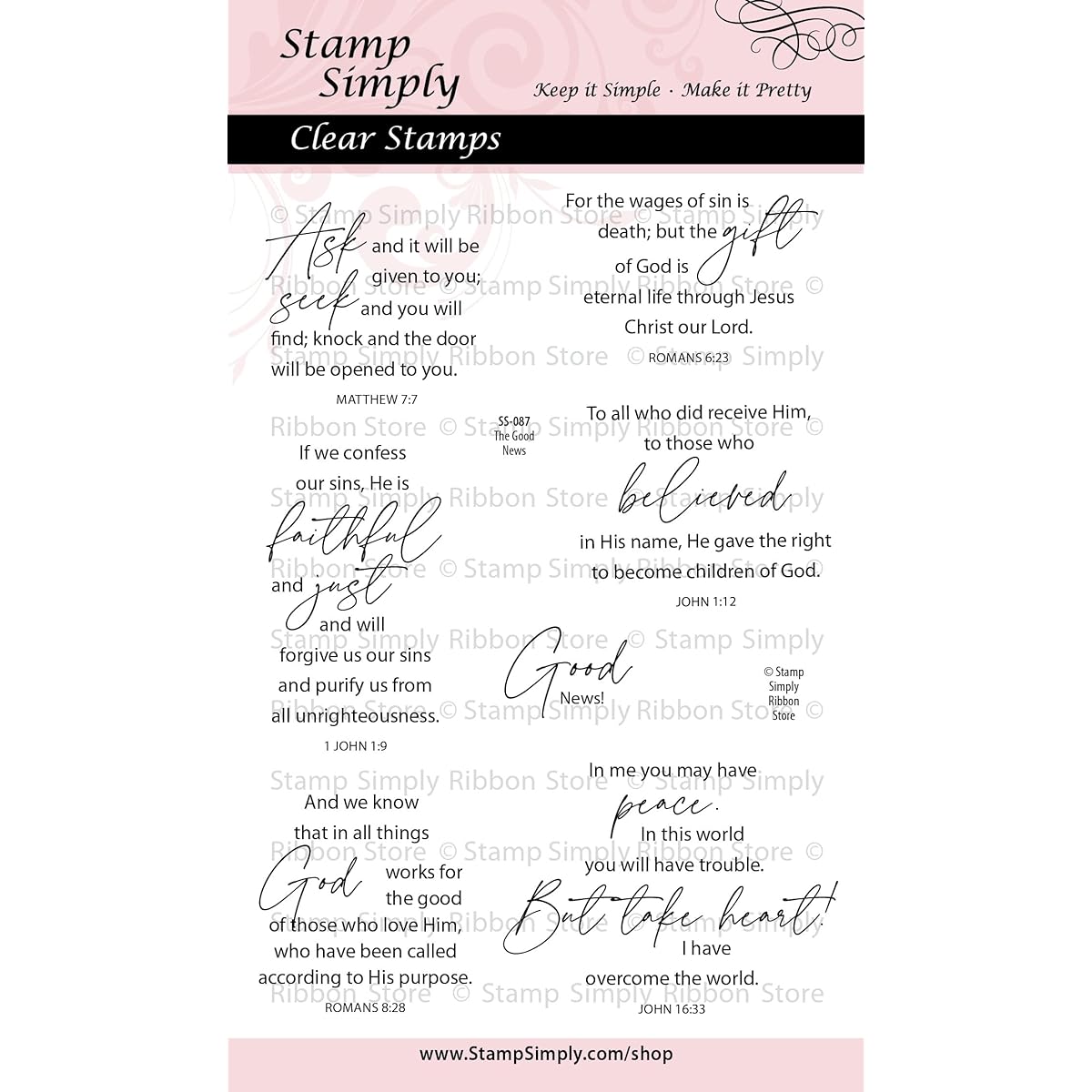 Stamps Simply Clear Stamps Good News - Christian Religious Crafts 4x6 Sheet - 7 Pieces