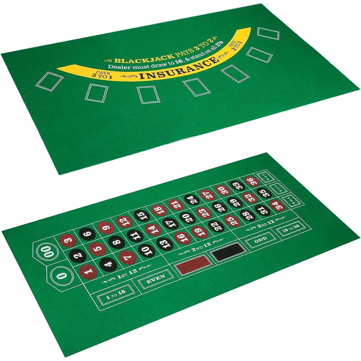 Brybelly Blackjack and Roulette Table Felt | Game Mat Perfect Size to Fit Most Dining Room Tables | Roll Out Felt for Casino Gambling Games | Double Sided Felt for Casual and Entry Level Gamers