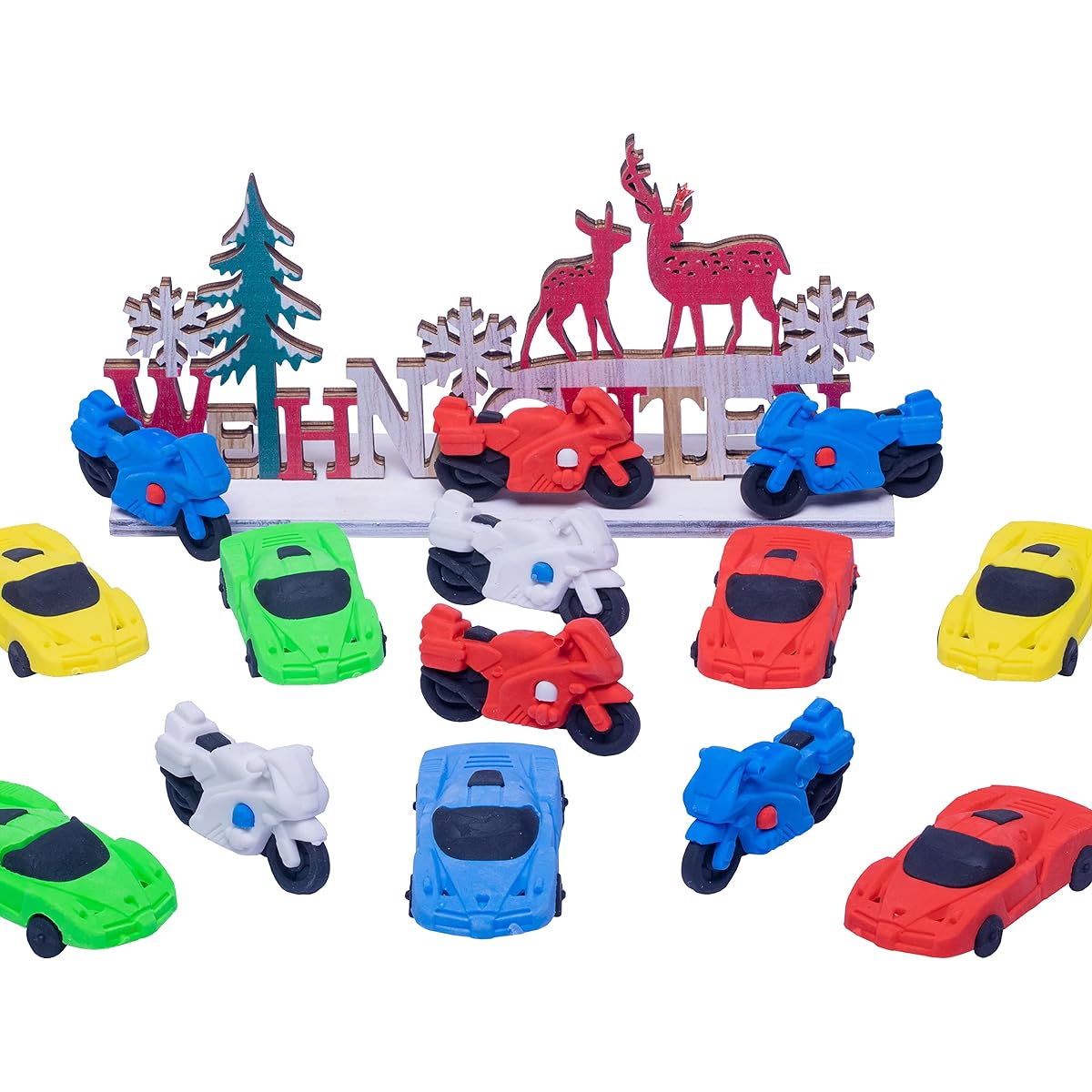 Mini Erasers for Kids Bulk Car Erasers - 14pcs Auto Motorcycle Mix