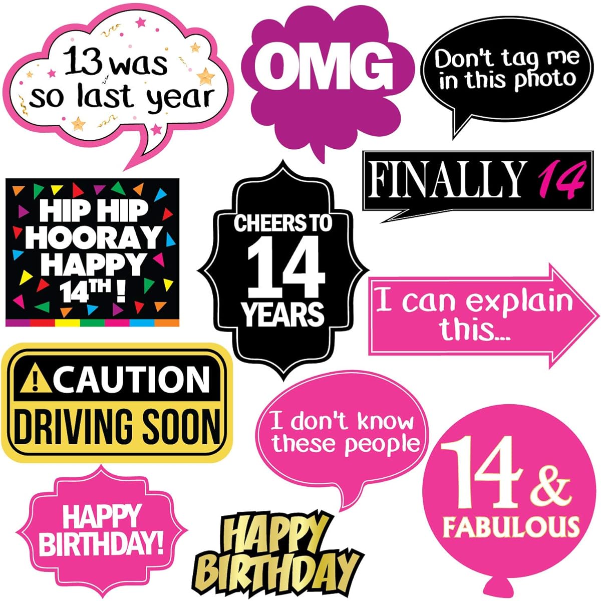 14th Birthday Photo Props
