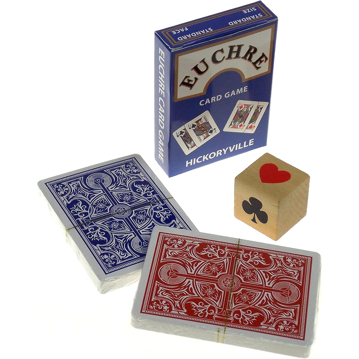 Hickoryville Euchre Playing Cards Bundle – 2 Euchre Decks in 1 Box with Suit Marker Dice