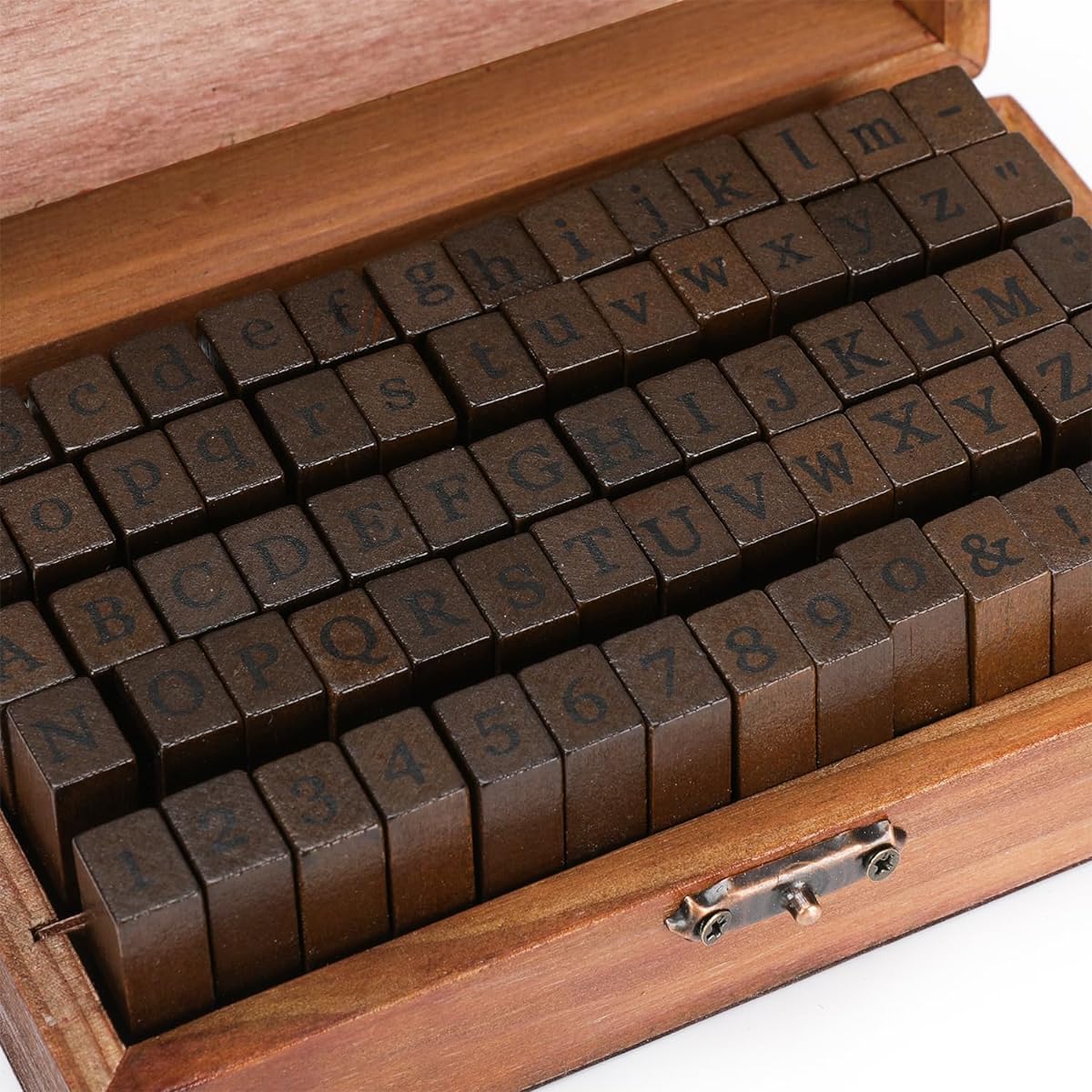 KMIKE Alphabet Stamp Set 70pcs Letters Numbers Symbols Vintage DIY Craft Card Making Wooden Rubber Stamps