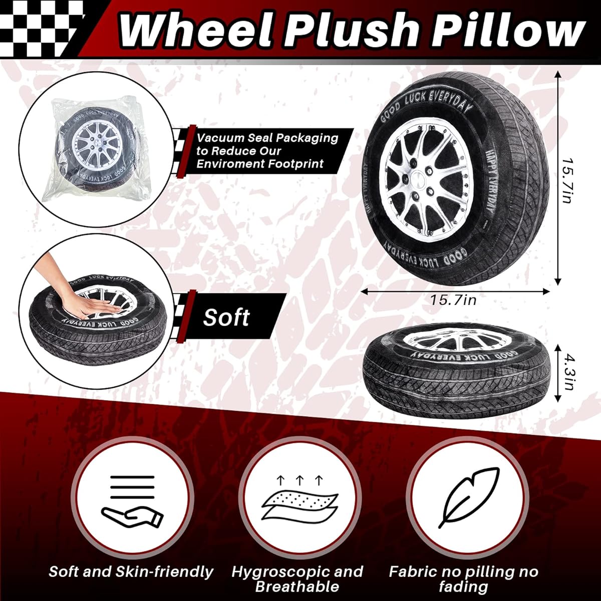 2pcs 3D Simulation Wheel Plush Pillow Soft Car Tire Pillow Outdoor Cushion Cute Faux Car Tire Plush Pillow Funny Sofa Seat Cushion for Car Owners Rolling Toy