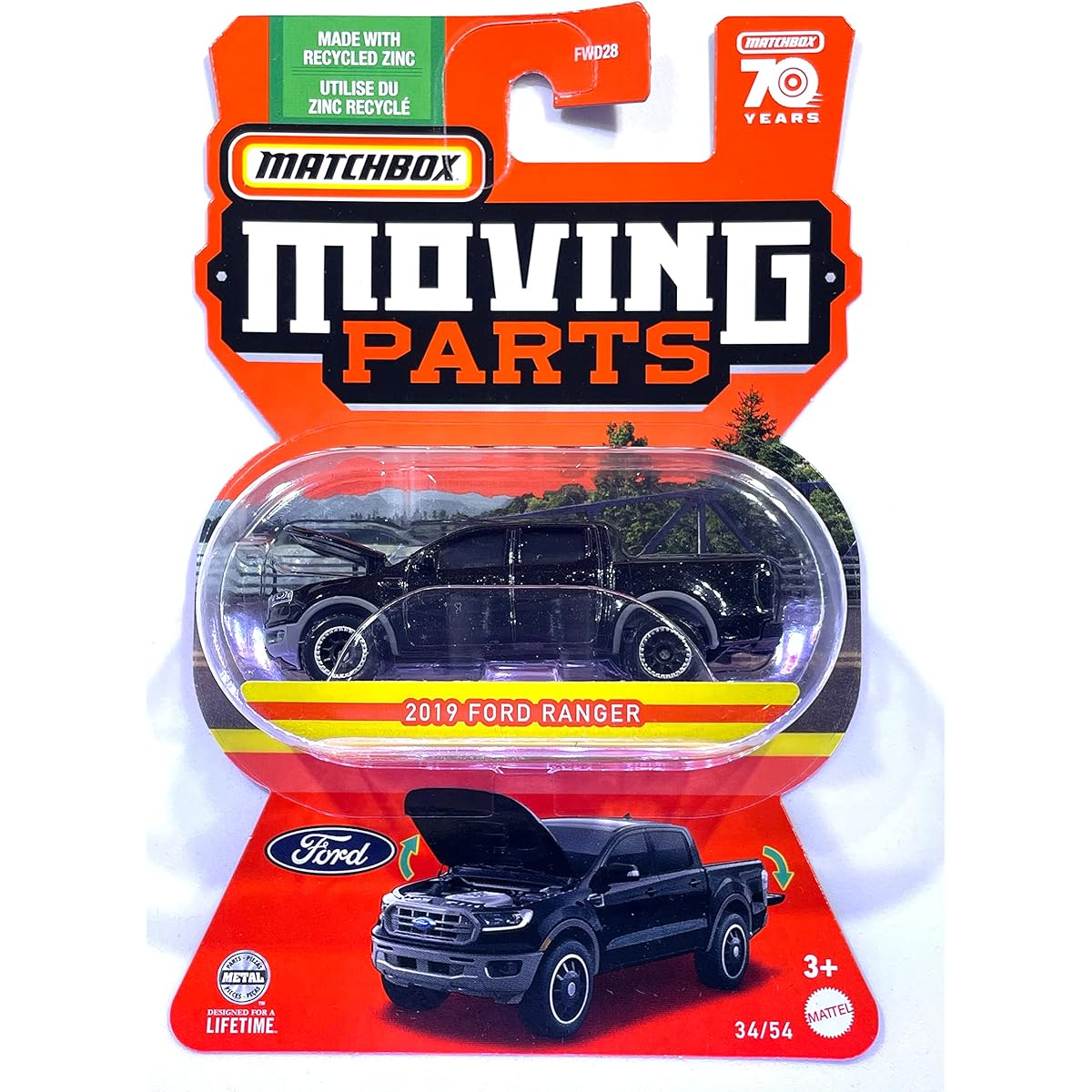 Matchbox - Moving Parts - 2023-2019 - Ford Ranger - 34/54-70 years old - Mint/NrMint - Shipped bubble wrapped in a padded box.