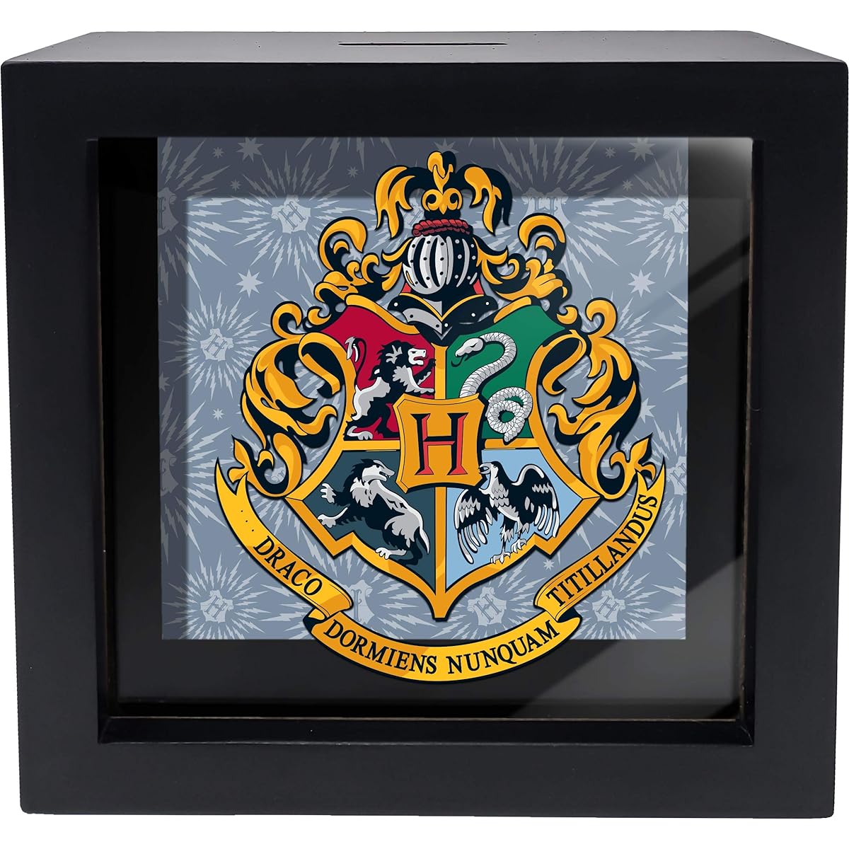 Spoontiques Hogwarts Crest Shadow Box Money Box, Black