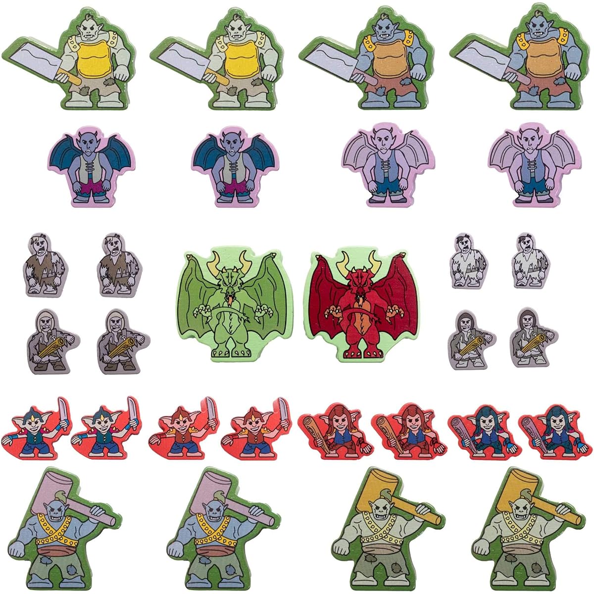 Meeples of Menace | 16mm Mini Wooden Fantasy Meeples Miniatures Tabletop Role Playing RPG | Meeples of Menace
