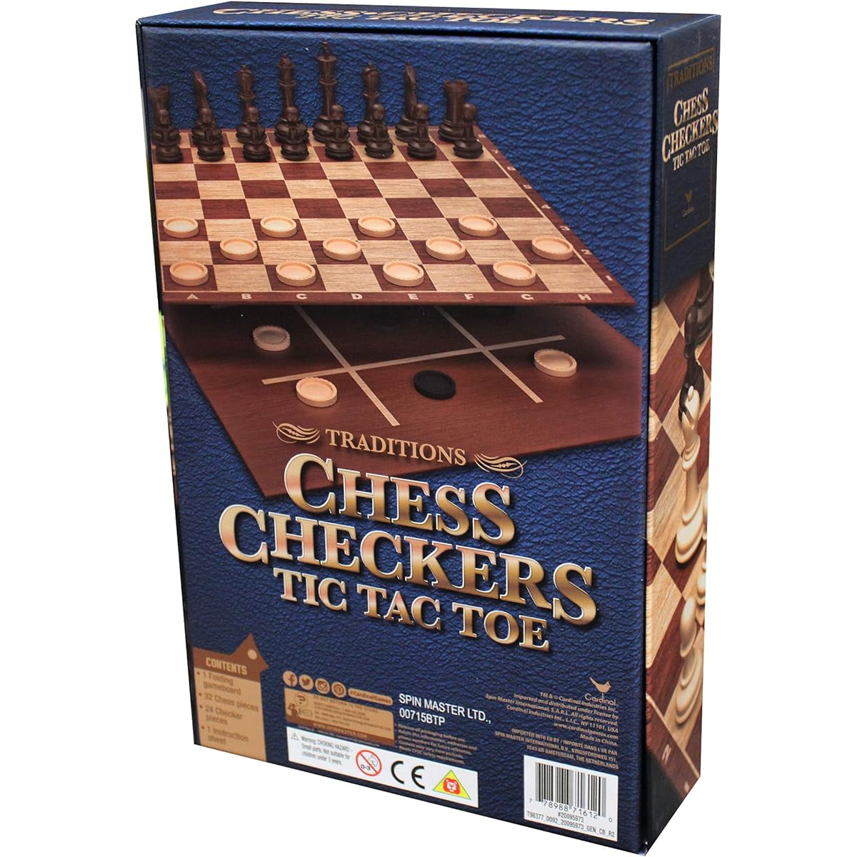 Cardinal Games - Traditional: Chess, Checkers and Tic Tac Toe Game Set